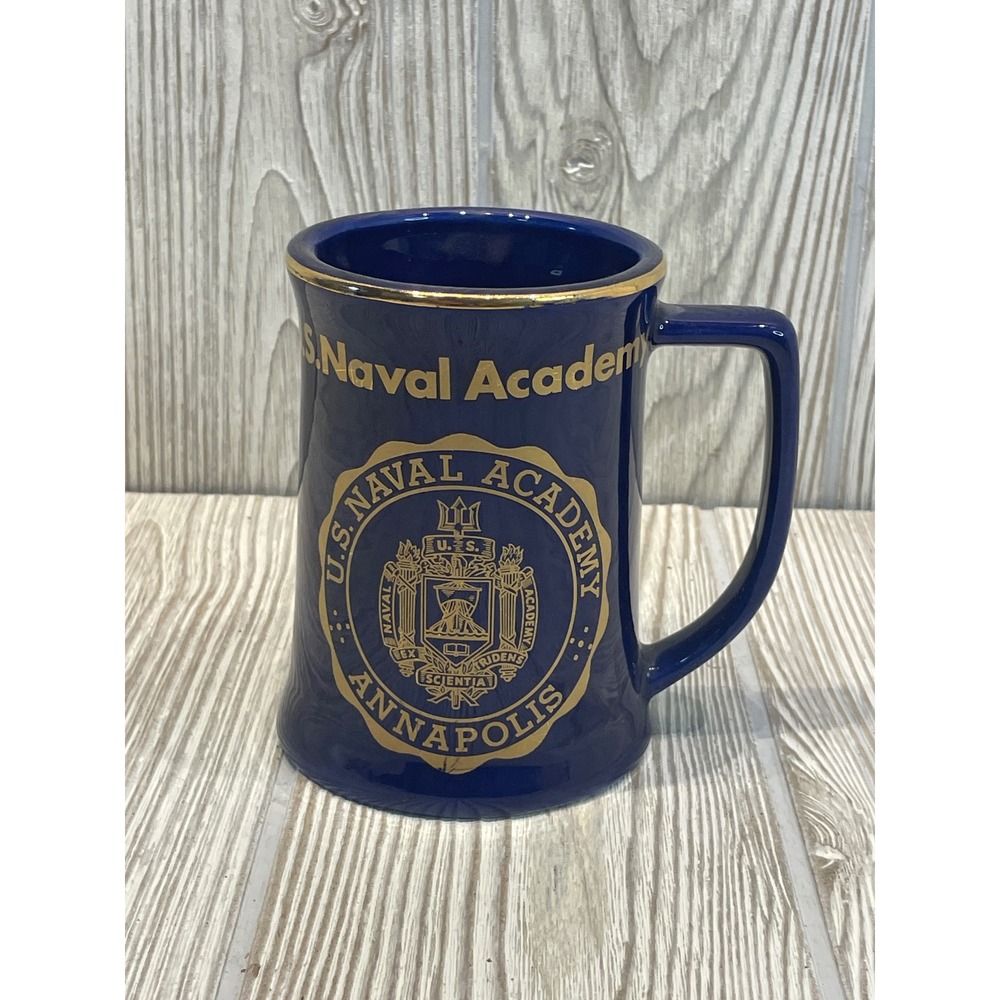 US Naval Academy Annapolis Coffee Mug Cobalt Blue Gold Crest Souvenir USNA